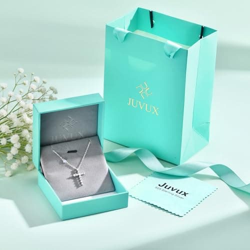 Juvux Birthstone Cross Necklace for Women, 925 Sterling Silver Cross Pendant Necklace with June Birthstone Cubic Zirconia Heart Charm, Dainty Christian Faith Birthday Gift Jewelry for Women - Thumbnail 6