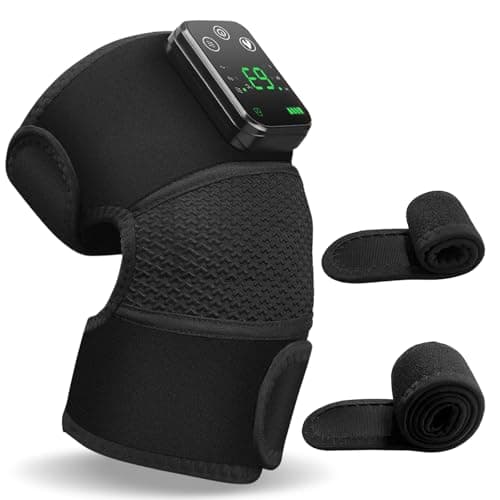 Cordless Knee Massager with Heat and Vibration for Pain Relief - Electric Heated Knee Brace Wrap with 3 Heat Levels & 3 Massage Modes, Portable Arthritis Joint Therapy for Men & Women (Black, Single) - Image 1