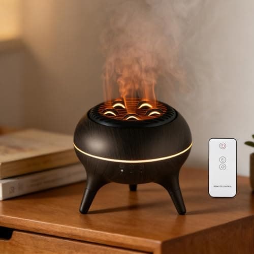 BLOIMP Essential Oil Diffuser 350ml, Essential Oils Large Room, Ultrasonic Aroma Diffuser with Remote Control,Timer, 7Colors Light Humidifier for Bedroom Home Office Hotel(Brown) - Image 1