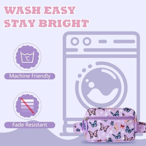 WOOMADA Fanny Pack, Crossbody Bag Waist Bag with Adjustable Waistband, Cute Belt Bag for Gifts(Purple Butterfly) - Thumbnail 6