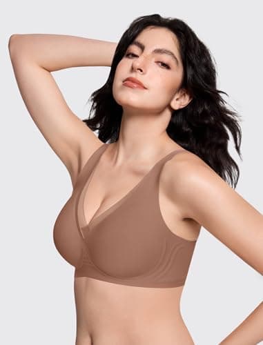 LetsJoli Wireless Jelly Bras for Women No Underwire Seamless Push Up Comfortable Tshirt Bralettes Everyday Bra(CWCoffee,XL) - Thumbnail 2