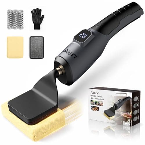Aknrv Electric Grill Brush - Bristle Free Grill Brush for Outdoor Grill, Cordless BBQ Grill Cleaner with 3 Heads, Rechargeable 240 Mins Runtime Barbecue Grill Cleaning Brush (Grey)