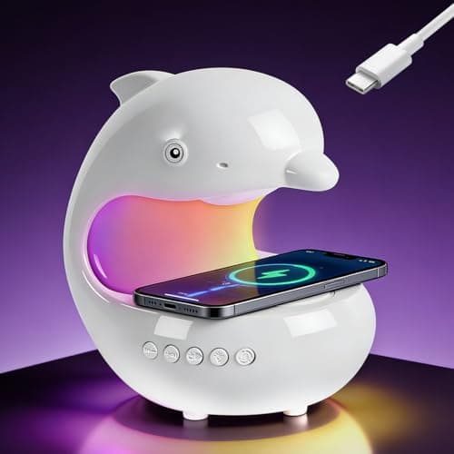 UMLAEN Smart LED Night Light with Bluetooth Speaker, Rechargeable Table Lamp with 15W Wireless Charging | 4 Lighting Modes | Timing | Dimmable Atmosphere Lamp for Bedroom, Home Decor, Party, Office - Image 1