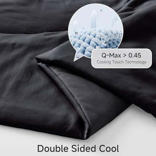 HOMFINE Cooling Comforter Twin Size, Black Summer Cooling Blanket for Hot Sleepers and Night Sweats, Japanese Double-Sided Cold Tech Fabric Q-Max 0.45, Soft Breathable Silky Smooth Lightweight - Thumbnail 3