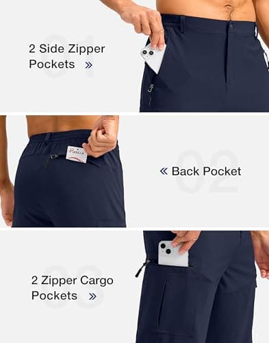 Pudolla Men's Hiking Shorts 11" Lightweight Cargo Work Shorts for Men Summer Travel Golf Casual Outdoor with 5 Pockets(Navy XX-Large) - Thumbnail 4