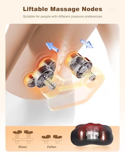 KINGJOY 2-in-1 Cordless Shiatsu Back Massager with Heat, Upgraded 4D Liftable Massage Nodes & Dual-Side Heating, Deep Tissue Kneading for Back Pain Relief, Gift for Women Men, Home Office Use - Thumbnail 2