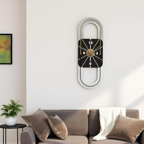 XGGJWW 34x11 Inch Large Modern Wall Clock – Silent Non-Ticking Decorative Battery Operated Clock for Living Room, Bedroom, Kitchen, Office - Image 1