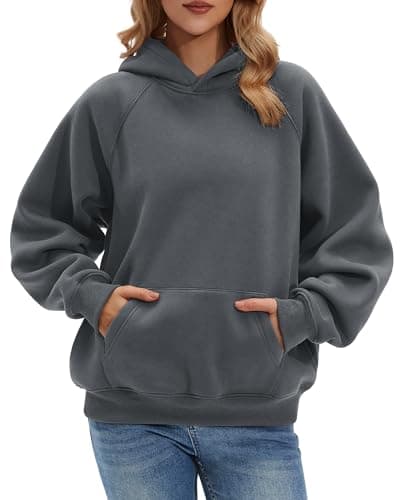 Stelle Women Hoodies Oversized Fleece Long Sleeve Comfy Casual Pullover Sweatshirts 2026 Winter Fall Outfits Charcoal Small - Image 1