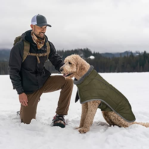 Fragralley Dog Coat Large, Waterproof Dog Jacket with Warm Fleece Lining, Adjustable Reflective Dogs Winter Coat, Turtleneck Pet Coats for Cold Weather (ArmyGreen XXXL) - Thumbnail 2