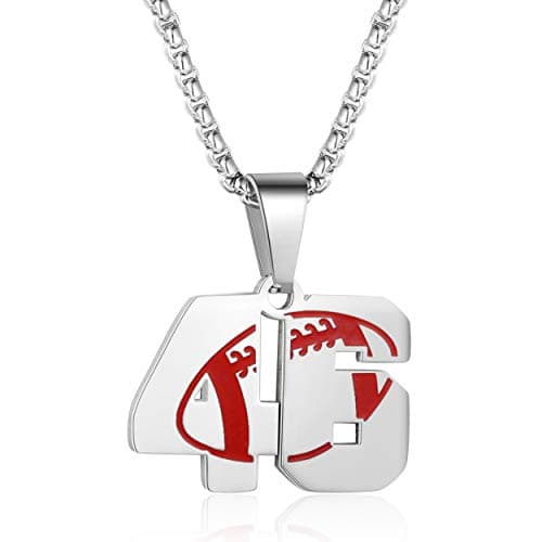Rehoboth American Football Rugby Athletes Jersey Number 46 Stainless Steel Pendant Necklace for Women Men 24 Inch Chain - Image 1
