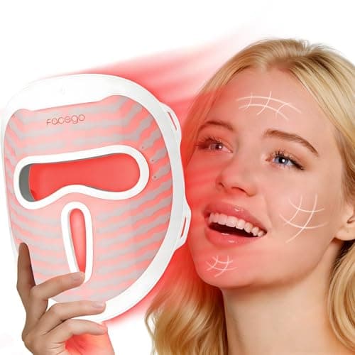 Facego Red Light Mask for Face, 7+1 Colors Red Light Face Mask, Ergonomic Design Cordless Red-Light Facial Mask Rechargeable Skin Care Device for Home & Travel - Image 1