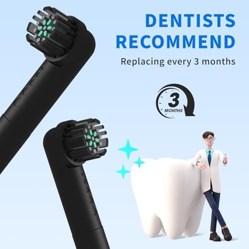 Toothbrush Replacement Heads Compatible with Quip 360 Oscillating Electric Toothbrush, Soft Bristles Brush Heads, Black, Pack of 4 - Thumbnail 4