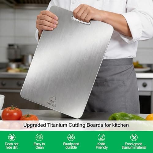 Wekayli Titanium Cutting Board Set of 3, 100% Pure Titanium Cutting Boards for Kitchen, Dishwasher Safe & Hygienic Chopping Boards for Meat, Fruit, Vegetables - Thumbnail 3
