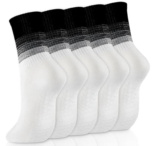 GIAG.IO Cute Pilates Socks, Pilates Socks with Grips 5 Pairs for Women Non-slip Yoga Sock Size 7-9 for Barre Ballet Barefoot Workout (White) - Image 1