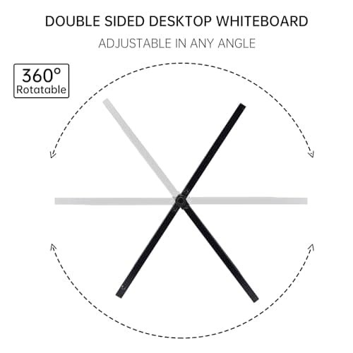 TSJ OFFICE Small White Board - 12 X 12 Inches Small Magnetic Dry Erase Board with Hooks for Wall, Desktop Whiteboard Stand 360 Degrees Revolving Double Sided for Office, Home, School, Black - Thumbnail 6