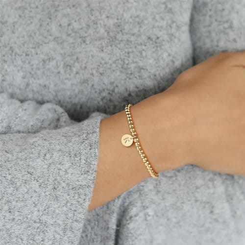 Turandoss Gold Bracelet – V Letter Disc Jewelry, Trendy Minimal Alphabet Charm - Thumbnail 4