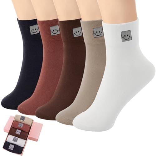 HUGSWEET Thin Soft Cotton Crew Socks for Women Ankle above Bootie Socks Gifts for Women 5-10 Pairs - Image 1