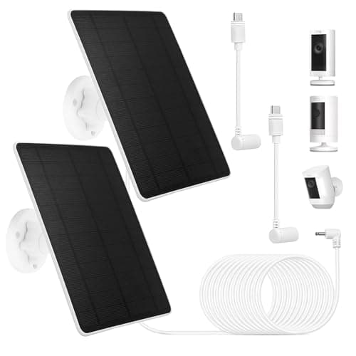 2 Pack 6W Solar Panel for Ring Camera – Battery Maintenance Solar Charger, Compatible with Ring Spotlight Cam/Plus/Pro & Stick Up Cam Battery/Pro, USB-C & DC for Security Cameras - Image 1