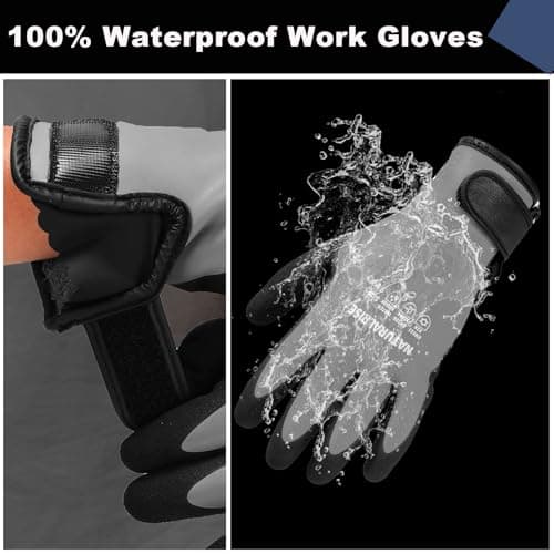 100% Waterproof Gloves for Men & Women,Winter Work Gloves for Cold Weather,Waterproof Work Gloves with Grip,Winter Freezer Gloves for Working,Gardening, Fishing, Construction Worker (Grey,Medium) - Thumbnail 3