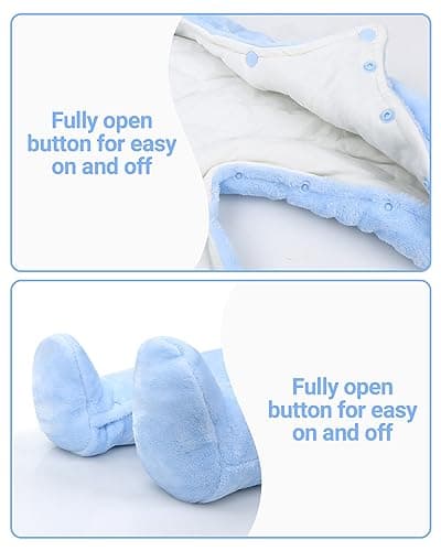 JiAmy Baby Winter Hooded Romper Fleece Snowsuit Warm Outfits Blue 3-6 Months - Thumbnail 5