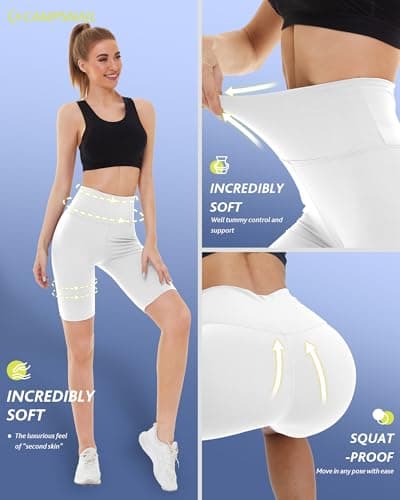 CAMPSNAIL 4 Pack Biker Shorts for Women High Waist - 5"/8" Tummy Control Soft Athletic Yoga Workout Running Gym Shorts - Thumbnail 3