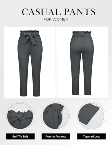 GRACE KARIN Dress Pants for Women Stretch Pull-on Pants Comfort Office Ponte Pants Gray-Black 2XL - Thumbnail 2