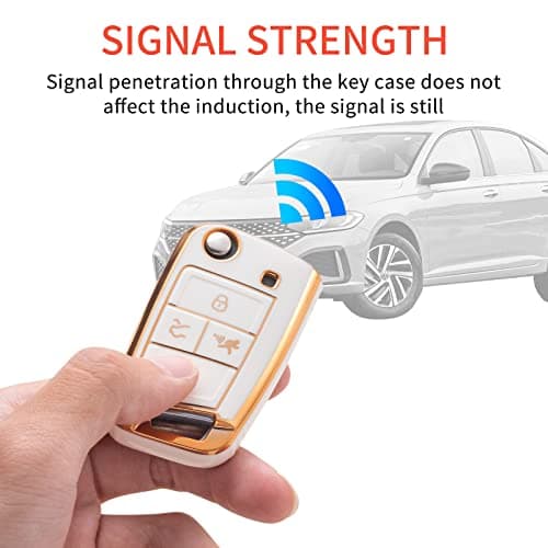 RUABIBAN Key Fob Cover Compatible with VW VolksWagen, Soft TPU Key Case Protection Shell Fit for Volks-wagen Tiguan Golf Jetta Polo Atlas Skoda Smart Key - Thumbnail 4