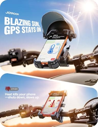 JOYROOM Bike Phone Holder Mount, [All-Weather Sunshade] [1s Quick Lock] Phone Mount for Bike Scooter Ebike, Bicycle Cell Phone Holder Clip for iPhone 17 16 15 Pro Max S26, More 4.7-7" Smartphones - Thumbnail 3