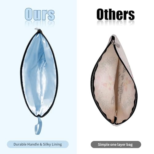 Vavabox A-Z Personalized Makeup Bag, Birthday Gifts for Women Mom, Gifts for Best Friend, Bride Bridesmaid Cosmetic bag (S, Blue) - Thumbnail 5