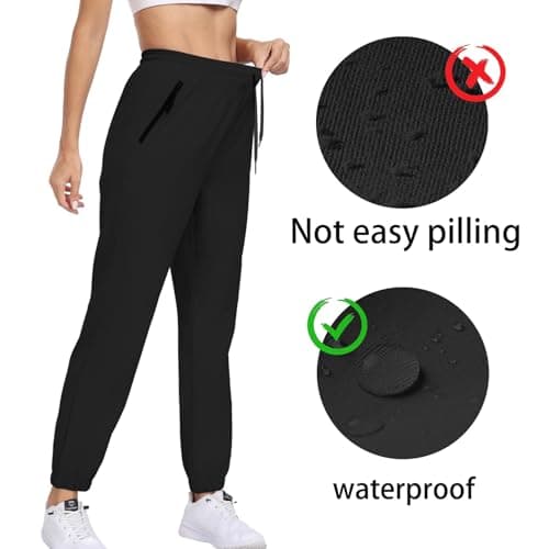 Hiking Pants Women Water Resistant Quick Dry Joggers with Pockets Elastic Waist Drawstring UPF 50+ Cargo Lightweight Work Travel Casual Black XXL - Thumbnail 5