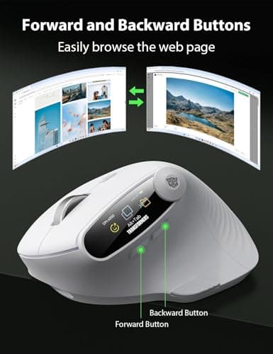 Transformers Vertical Ergonomic Mouse with LED Screen & Knob Control, 3-Device Connectivity (2.4G + Dual Bluetooth), Medium to Large Hands, Rechargeable Wireless Mouse for PC/Mac/Laptop, White - Thumbnail 5