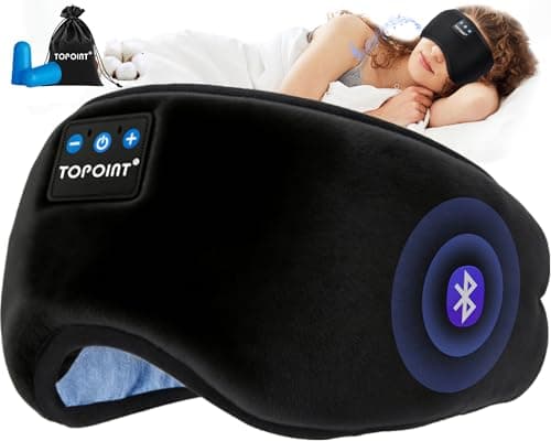 TOPOINT Sleep Mask with Headphones Bluetooth 5.4 Wireless, Sleep Headphones Earphones Earbuds with Microphone HD Speakers Music, Blackout Eye Mask for Sleeping Travel Meditation Men Women Cool Gadgets - Image 1