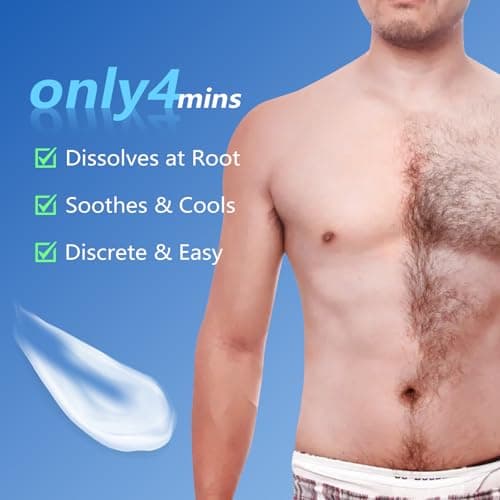 Painless Hair Removal Cream for Men, Intimate & Body Depilatory Cream for Male Grooming, Quick Hair Dissolving, Moisturizing Gentle Formula with Seaweed Extract, 100ml (1pcs) - Thumbnail 4