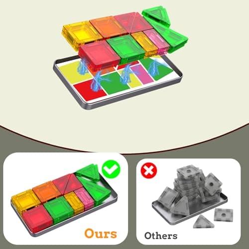 SKTMYY Mini Magnetic Tiles,Travel Magnetic Tiles with Iron Box,Car Airplane Travel Essentials for Kids Ages 3+,Creative STEM Magnet Toys Birthday Gift for Boys & Girls - Thumbnail 5