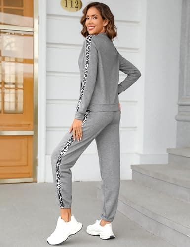 Totatuit Womens Full Zip-Up Tracksuit Set Long Sleeve Casual Jogging Suits Workout Gym 2 Piece Outfits with Pockets Grey XX-Large - Thumbnail 5