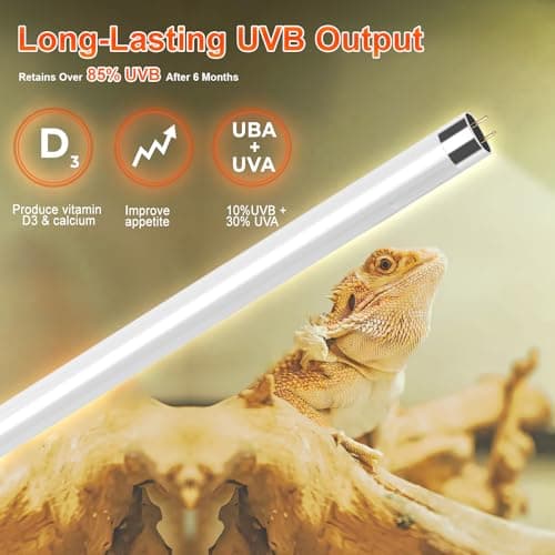 24W T5 UVB Reptile Light Fixture Combo Kit – 10.0 UVB Fluorescent Tube for Bearded Dragons, Lizards & Tortoises – UVA UVB Reptile Light, 22" Terrarium Hood (UVB 10.0-Desert, 22INCH-24W) - Thumbnail 3