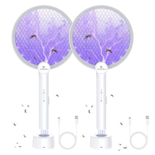 GooQand Bug Zapper Racket, 2 in 1 Electric Fly Swatter USB Rechargeable, 4000V Electric Fly Zapper with 3 Layer Safety Mesh, Indoor Outdoor Electric Racket for Kitchen, Bedroom, Camping - Image 1
