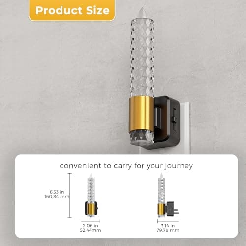 L LOHAS LED Night Light, Amber Candle Night Lights Plug into Wall, 0-100 LM Dimmable Nightlight, Plug in Acrylic Diamond Night Light with Dusk to Dawn Sensor, for Bathroom Hallway - Thumbnail 3