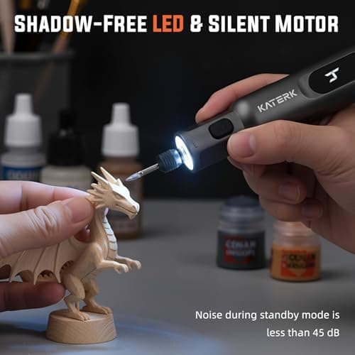 Katerk Mini Cordless Rotary Tool, 5-Speed Rotary Tool Kit, 5000-20000RPM & 70 Accessories, Multi-Purpose 3.7V Power Rotary Tool for Sanding, Engraving, Polishing, Drilling, DIY Crafts, 3D Printing - Thumbnail 4