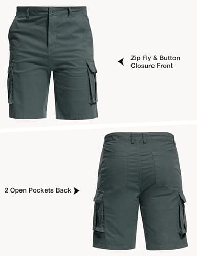 AOHIKE Summer Cargo Shorts for Men - 9" Inseam Outdoor Hiking Shorts for Casual Golf Travel Workout, Grey S - Thumbnail 4