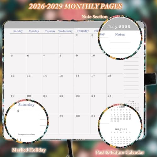 2026-2029 Pocket Planner/Calendar - Monthly Pocket Planner/Calendar with Pen Hold, July 2026 - June 2029, Inner Pockets and 63 Notes Pages, 6.6" x 3.7" - Thumbnail 3