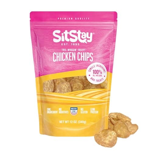 SitStay Chicken Chips for Dogs - Single Ingredient Dog Treat - High Protein, Low Fat - Chicken Chips Dog Treats for Training, Rewards & Sensitive Stomachs - Made in USA - 12 oz