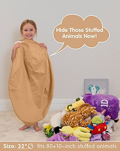 Aubliss Stuffed Animal Bean Bag Storage Chair (Solid Khaki, Medium (32'')) - Thumbnail 3