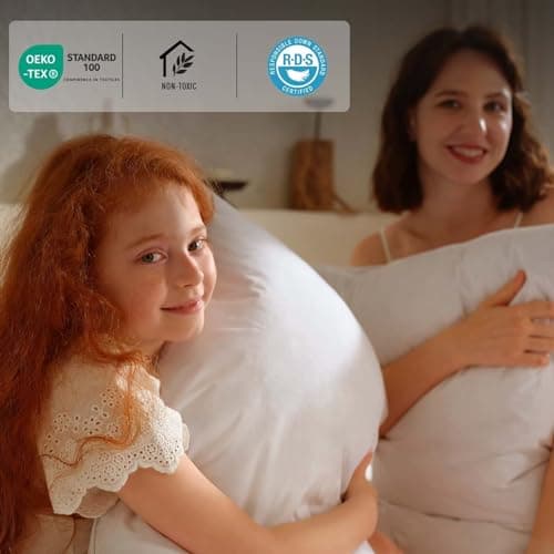 BHZ King Pillow Feather Down Hotel My King Pillow Bed Goose Pillows Alternative Luxury Pillows for Sleeping Side and Back Sleepers Soft Support Gifts White - Thumbnail 2