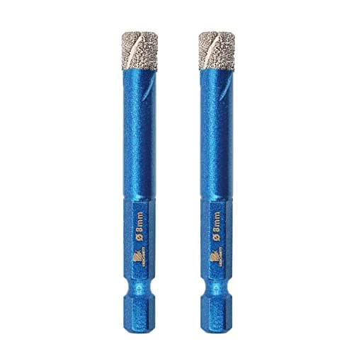 Diamond Drill Bit 8mm - BRSCHNITT 2pcs/Pack 5/16 Inch Diamond Hole Saw Drill Bit for Porcelain Tile Ceramic Stone Granite Marble,Hex Shank Dry Drilling Diamond Core Drill Bit Set