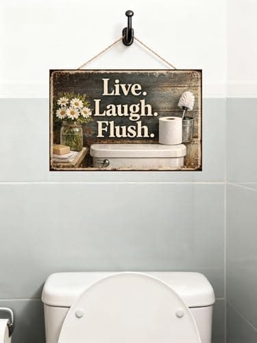 Live Laugh Flush Metal Tin Sign Funny Bathroom Wall Decor Rustic Toilet Artwork Vintage Humor Plaque Farmhouse Restroom Home Style Gift 8x12 Inch Pre Drilled Hanging Sign - Thumbnail 3