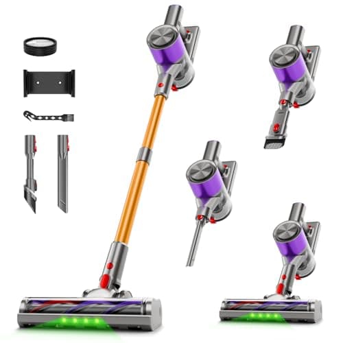 Clinkal Cordless Stick Vacuum Cleaner, 38Kpa Powerful Suction Vacuum Cleaner with LED Headlight, Detachable Battery, 8-in-1 Lightweight Handheld Vacuums for Pet Hair Carpet and Hardwood Floor, Purple - Image 1