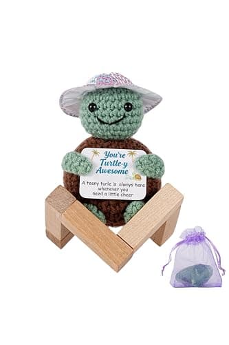 Gifts for Her/Him, Positive Crochet Animals with Fragrance, Birthday Gifts for Women Men, Includes Motivational Cards and a Wooden Base for Son Mom Dad Daughter Sister Friend - Image 1