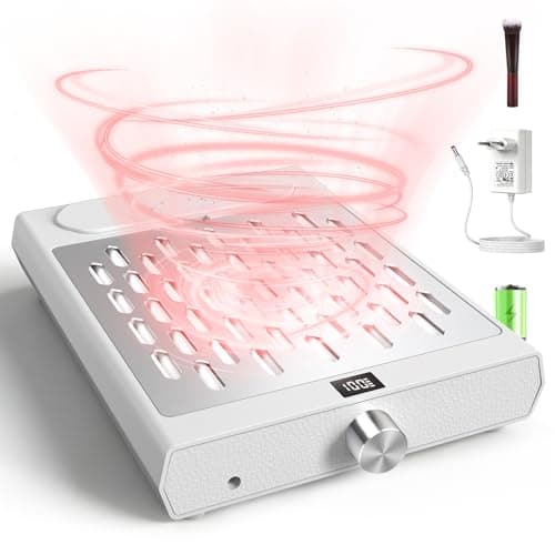 AIKYA Professional Nail Dust Collector - 4000RPM Powerful Vacuum with 10 Speed Settings, Quiet Cordless Extractor for Acrylic Nails, Salon & Home Use-White