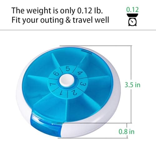 Weekly Medicine Pill Organizer - 7 Day Round Pill Box with Rotary Design, Daily Compartment for Vitamins & Medication, Compact Pill Case for Purse,Portable Travel Essentials for Pills & Supplements - Thumbnail 2
